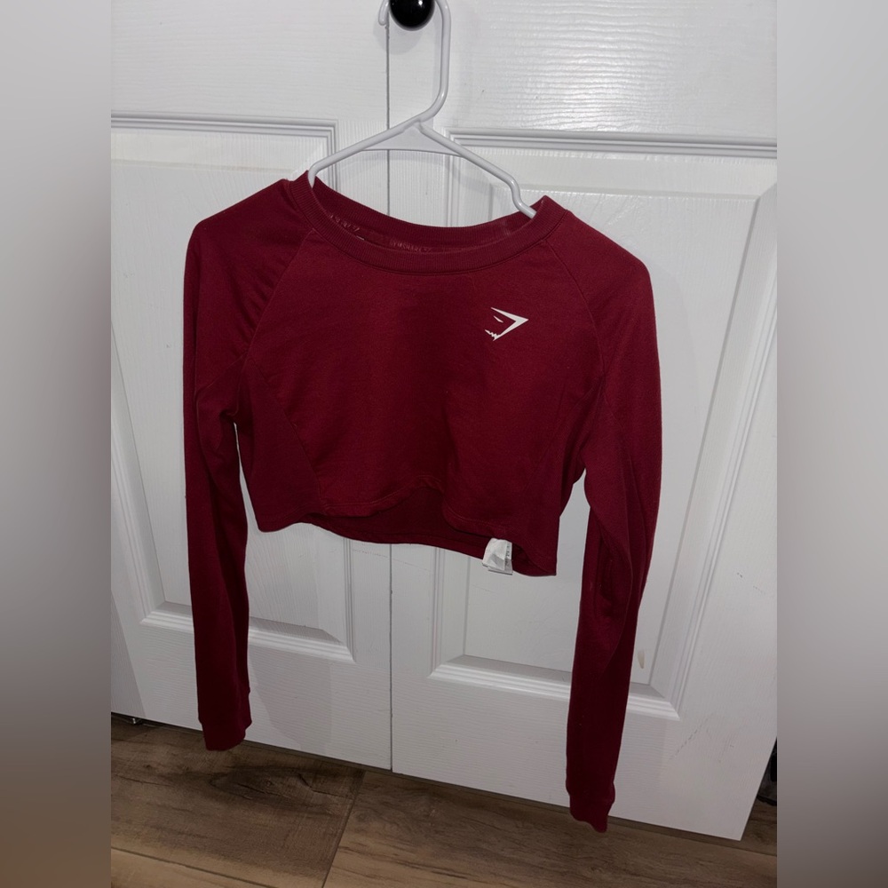 Gymshark Women's Burgundy Long Sleeve Crop Top